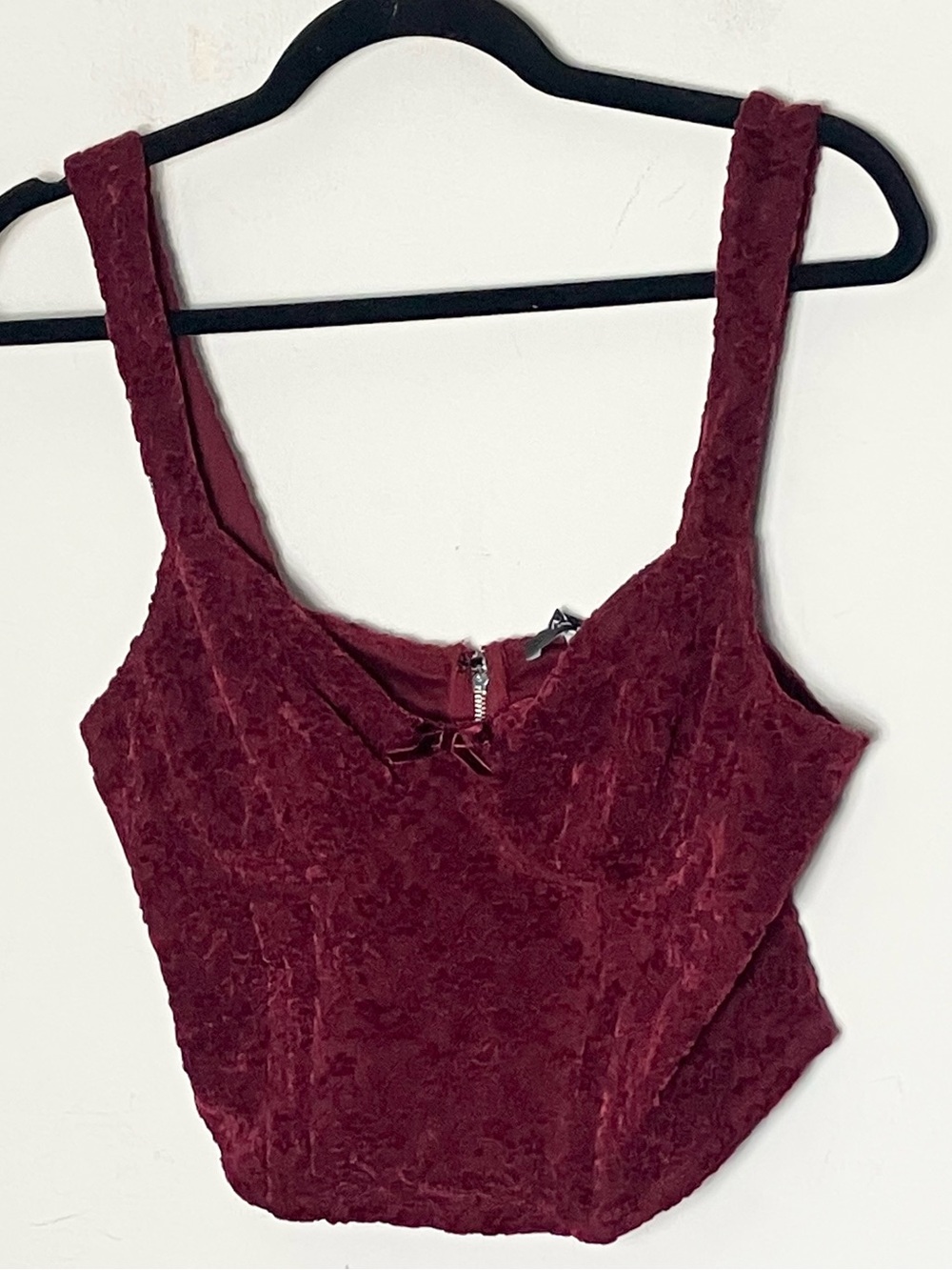 AKIRA Red Velvet Burnout Corset Top with bow XL NWT